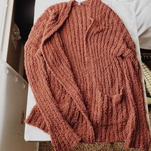 womens cable bubble rust cardigan throw